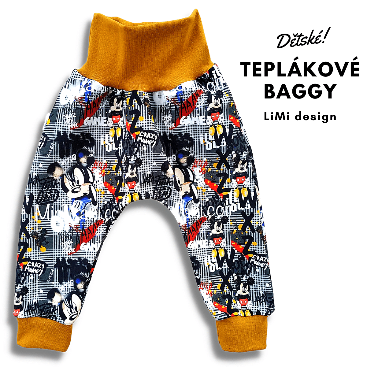 Teplákové BAGGY MICK graffity, vhodné i na látkovou plenu