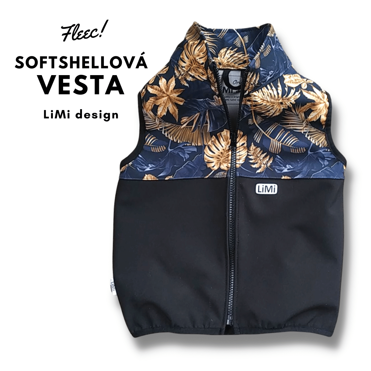 Softshellová vesta s fleecem - zlaté kapradí/černá