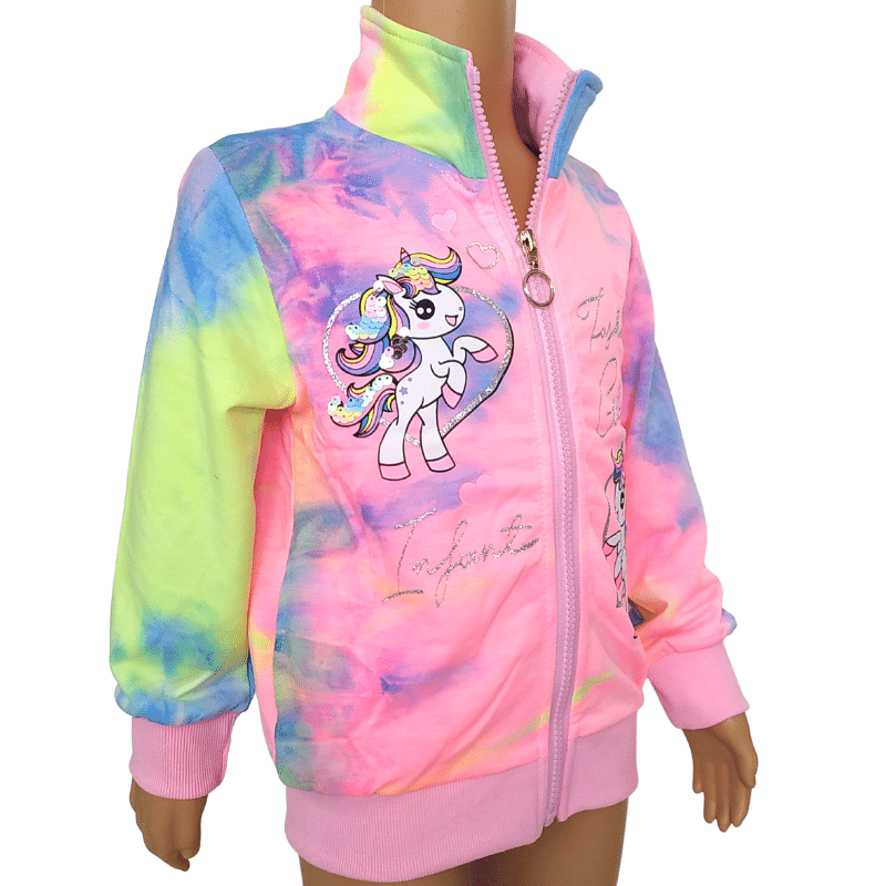 Dívčí mikina batik - jednorožec UNICORN, růžová, vel 98