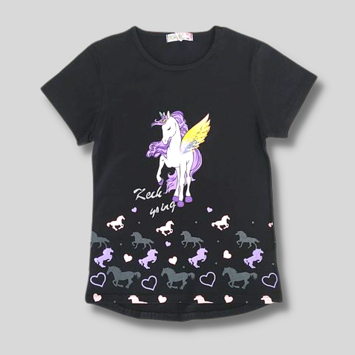 Dívčí triko tunika UNICORN K prodloužené, černá, vel. 140 - 164