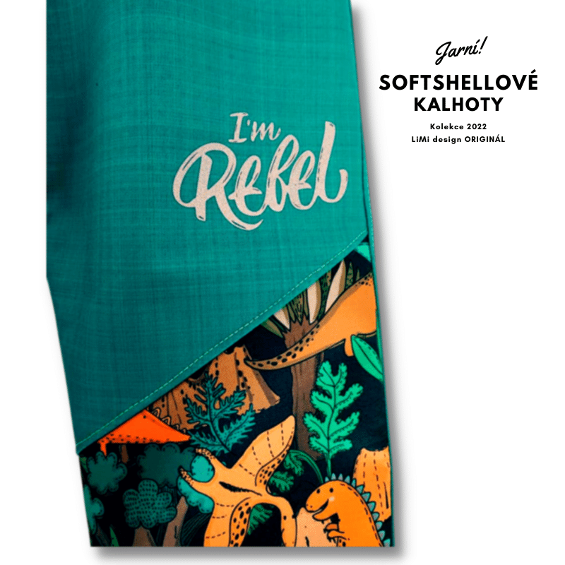 Chlapecké jarní softshellové kalhoty - zelené DINO / I´m Rebel