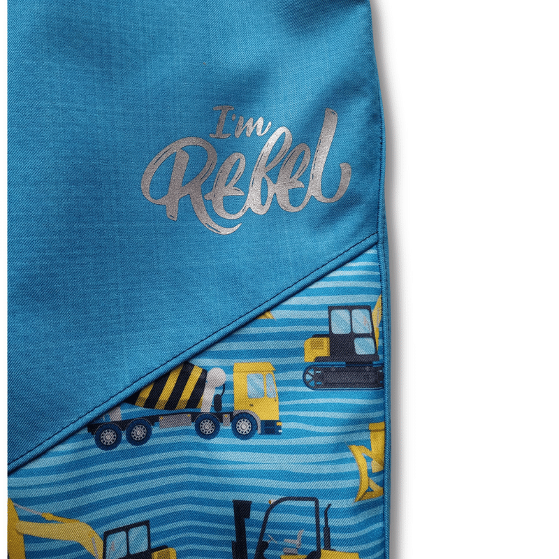 Chlapecké jarní softshellové kalhoty - modré STAVEBNÍ AUTA / I´m Rebel