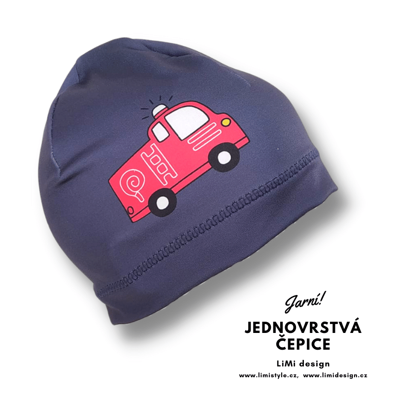 Jaro/podzimní jednovrstvá čepice AUTA na tmavém