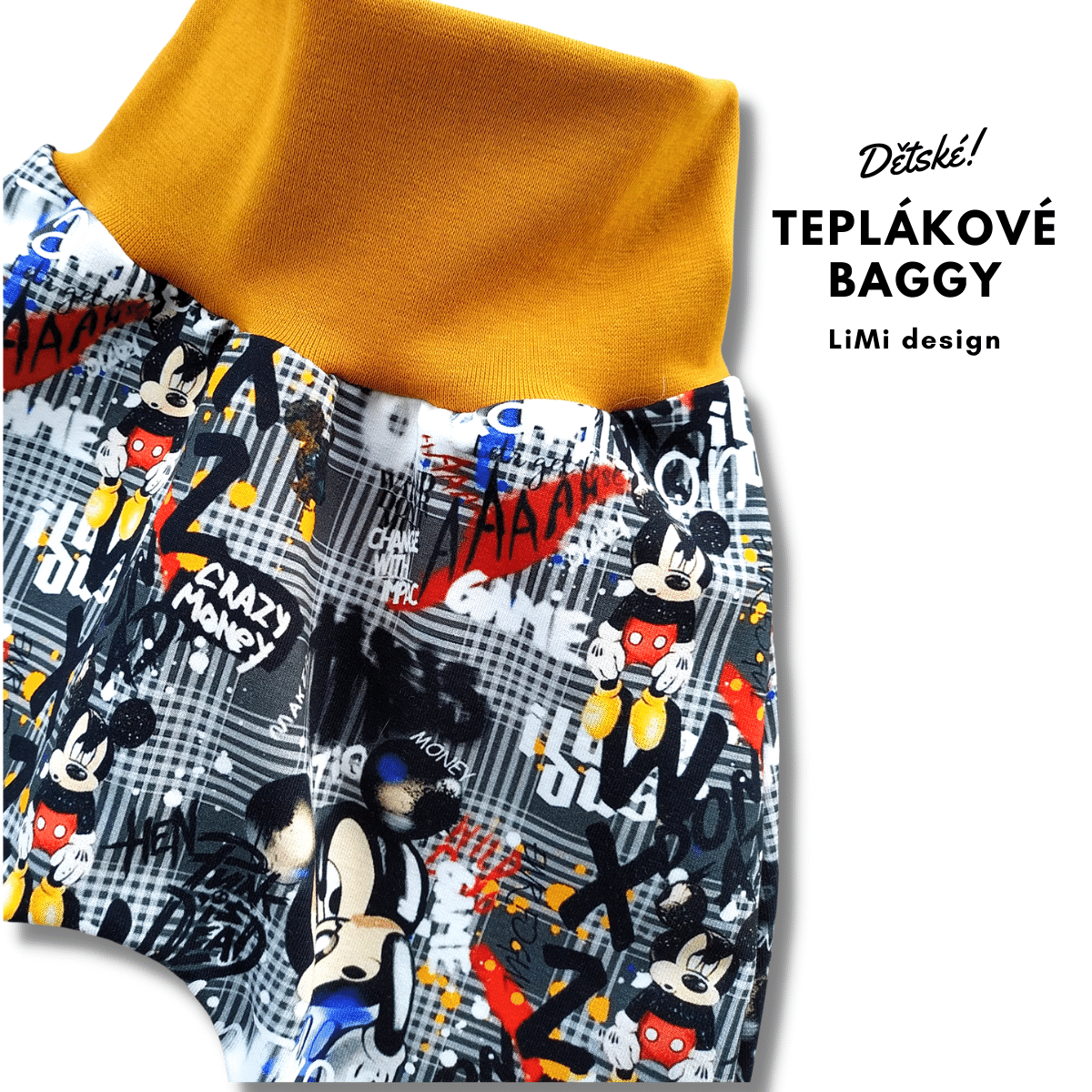 Teplákové BAGGY MICK graffity, vhodné i na látkovou plenu