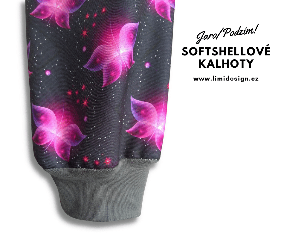 Dívčí jaro/podzimní softshellové kalhoty - antracit/ NEON MOTÝLCI, vel. 74 - 134