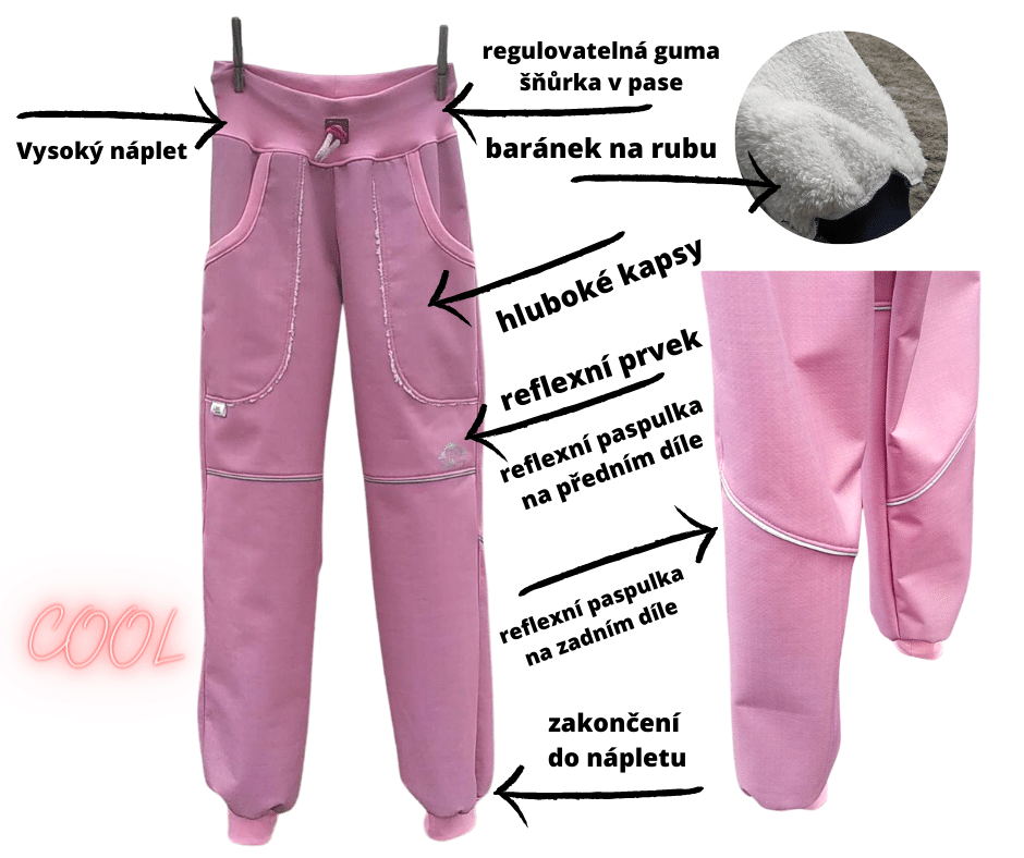 VZORNÍK - Dívčí a chlapecké softshellové kalhoty s beránkem - COOL