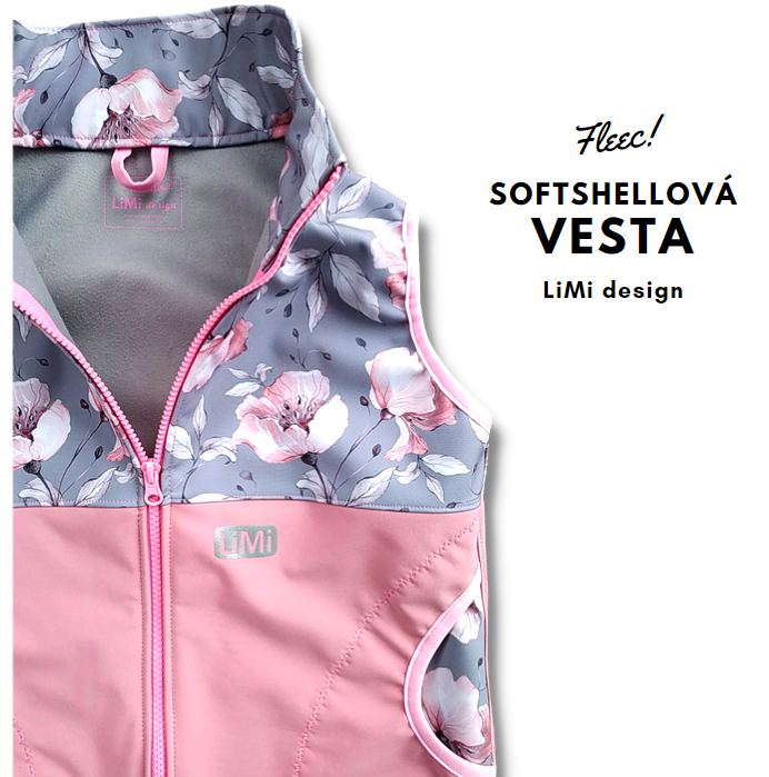 Softshellová vesta s fleecem - divoká růže/růžová