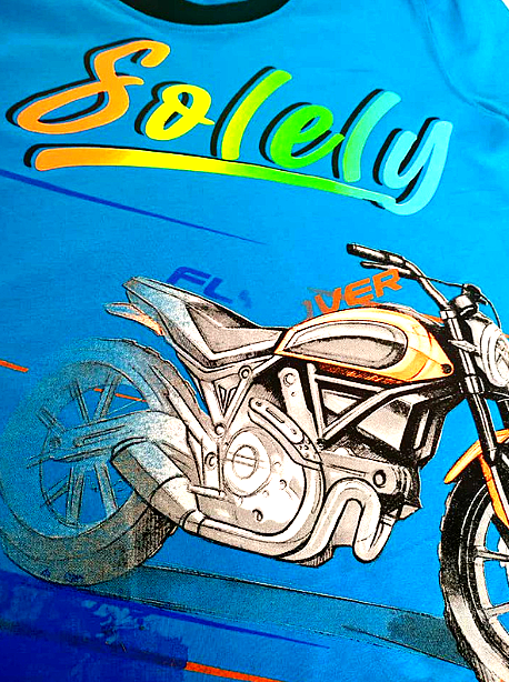 Chlapecké triko SOLELY motorka, modrý tyrkys, vel. 134 - 164