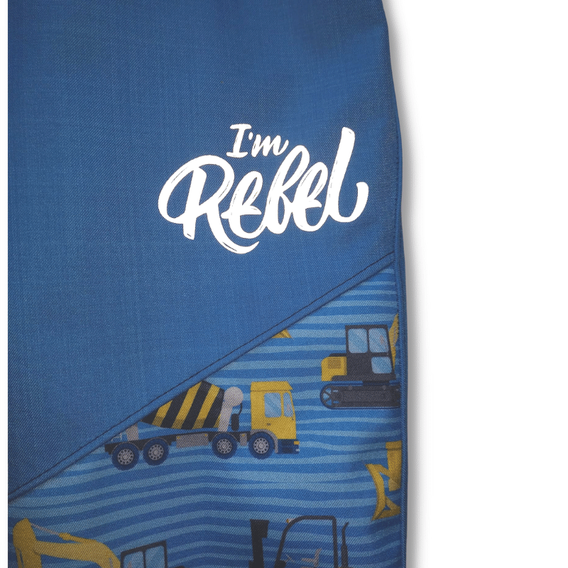 Chlapecké jarní softshellové kalhoty - modré STAVEBNÍ AUTA / I´m Rebel