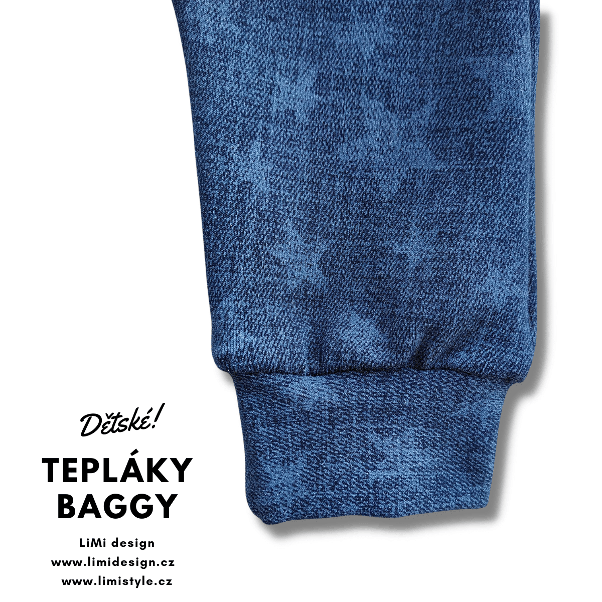 Teplákové BAGGY džínové, modré, vhodné i na látkovou plenu