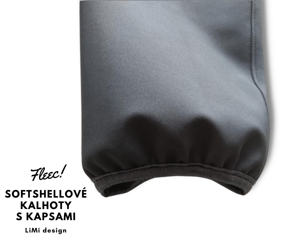 VZORNÍK na softshellové kalhoty jednobarevné s fleecem a kapsami, DÍVČÍ