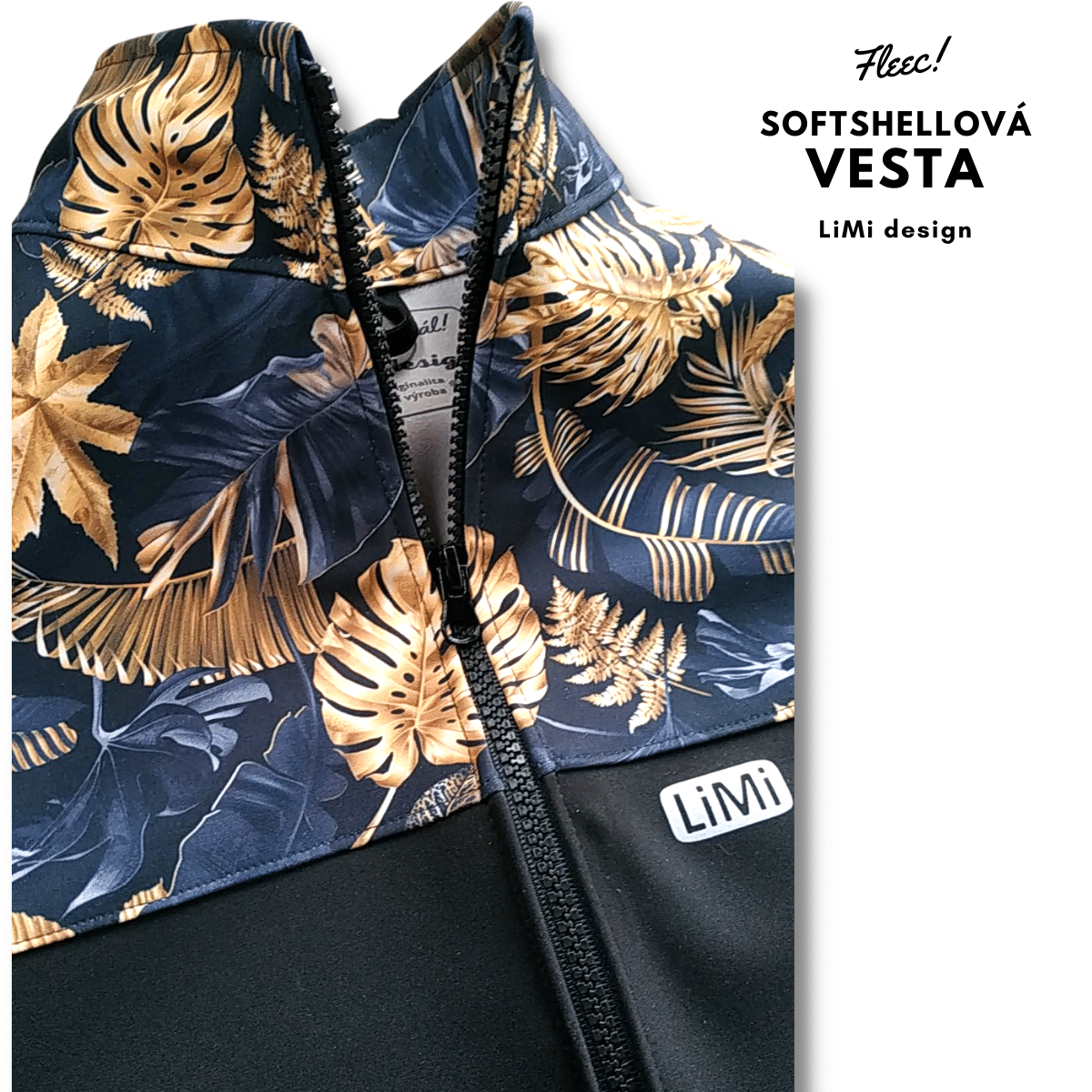 Softshellová vesta s fleecem - zlaté kapradí/černá