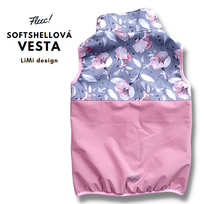 Softshellová vesta s fleecem - divoká růže/růžová