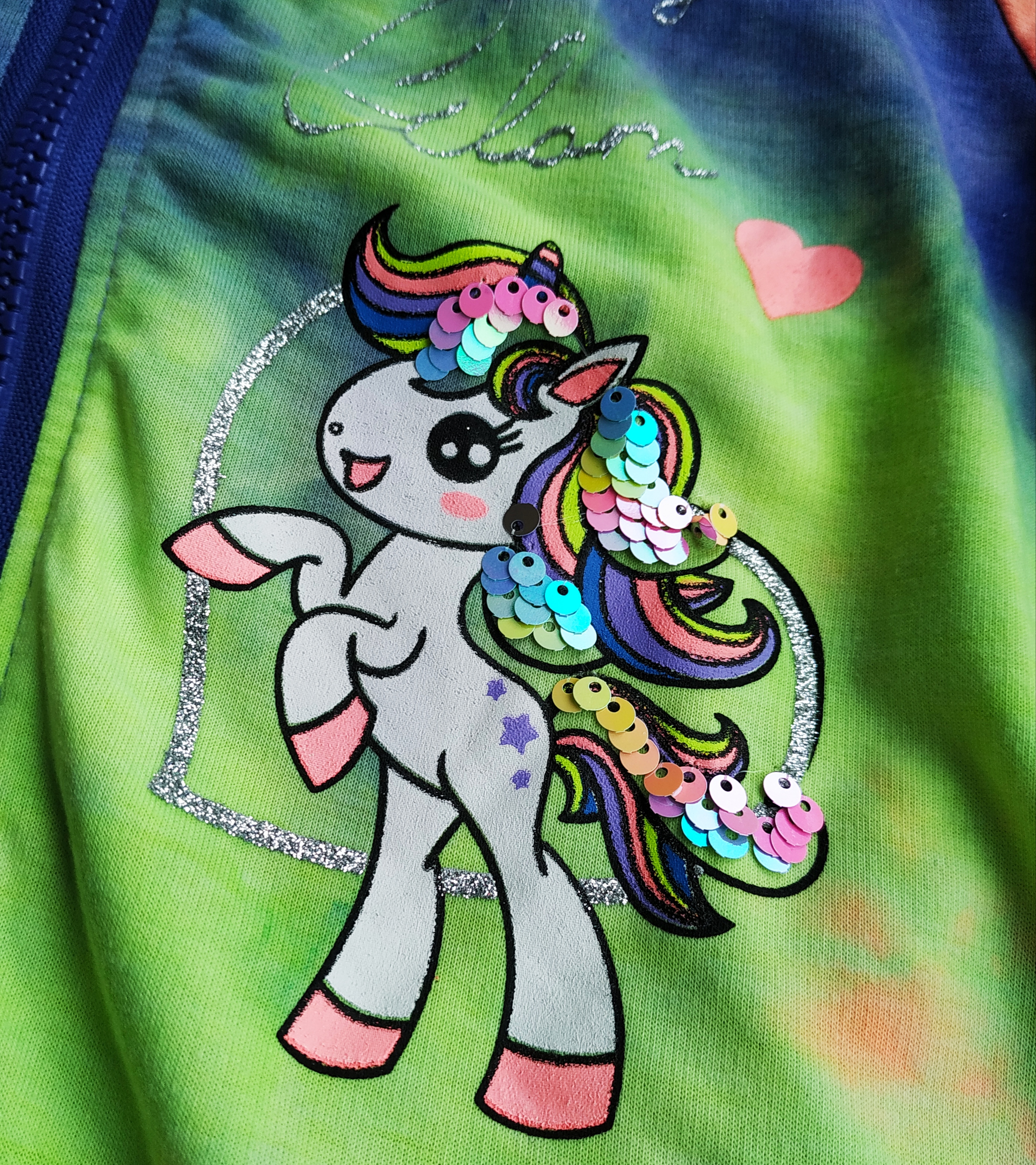 Dívčí mikina batik - jednorožec UNICORN, tmavě fialová, vel. 98 - 116