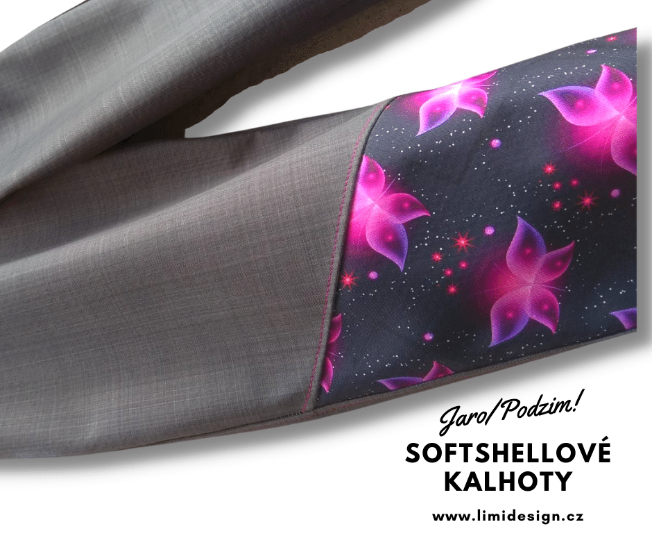 Dívčí jaro/podzimní softshellové kalhoty - antracit/ NEON MOTÝLCI, vel. 74 - 134