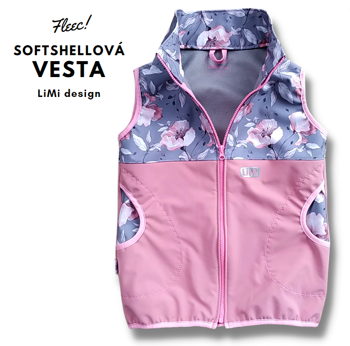 Softshellová vesta s fleecem - divoká růže/růžová