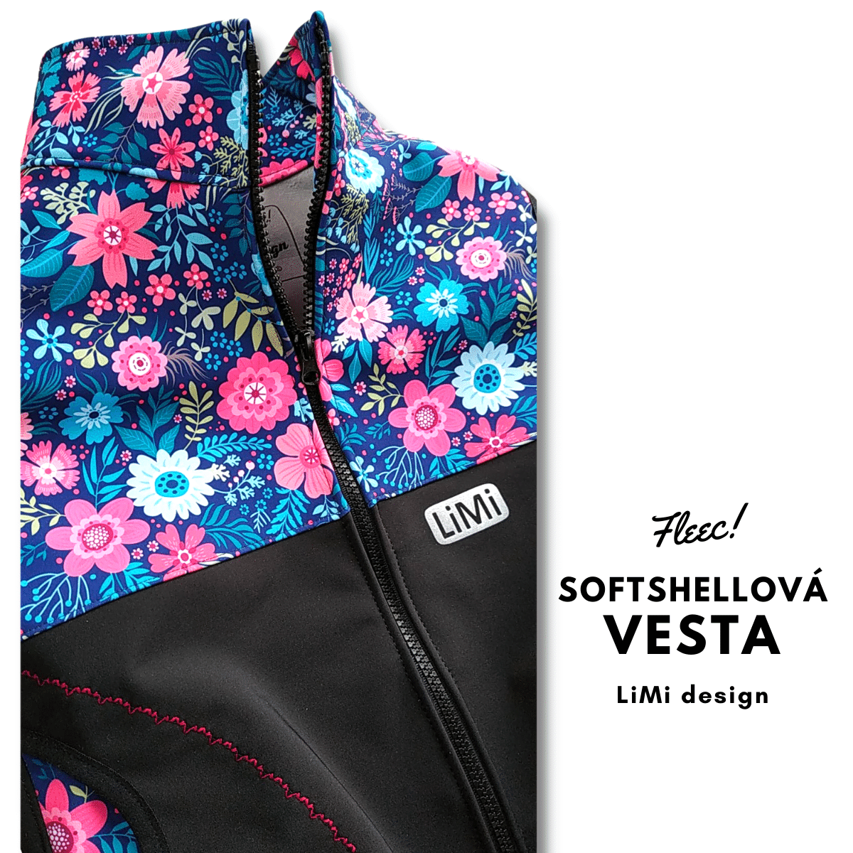 Softshellová vesta s fleecem - sedmikrásky/černá