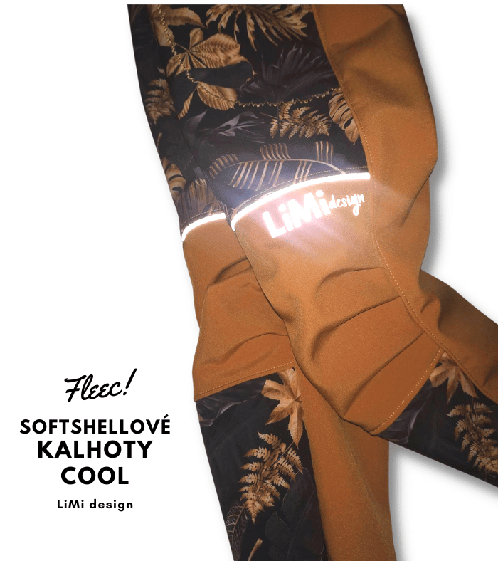 Softshellové kalhoty s fleecem COOL pattern, ZLATÉ LISTY/HOŘČICOVÁ, vel. 98 /104