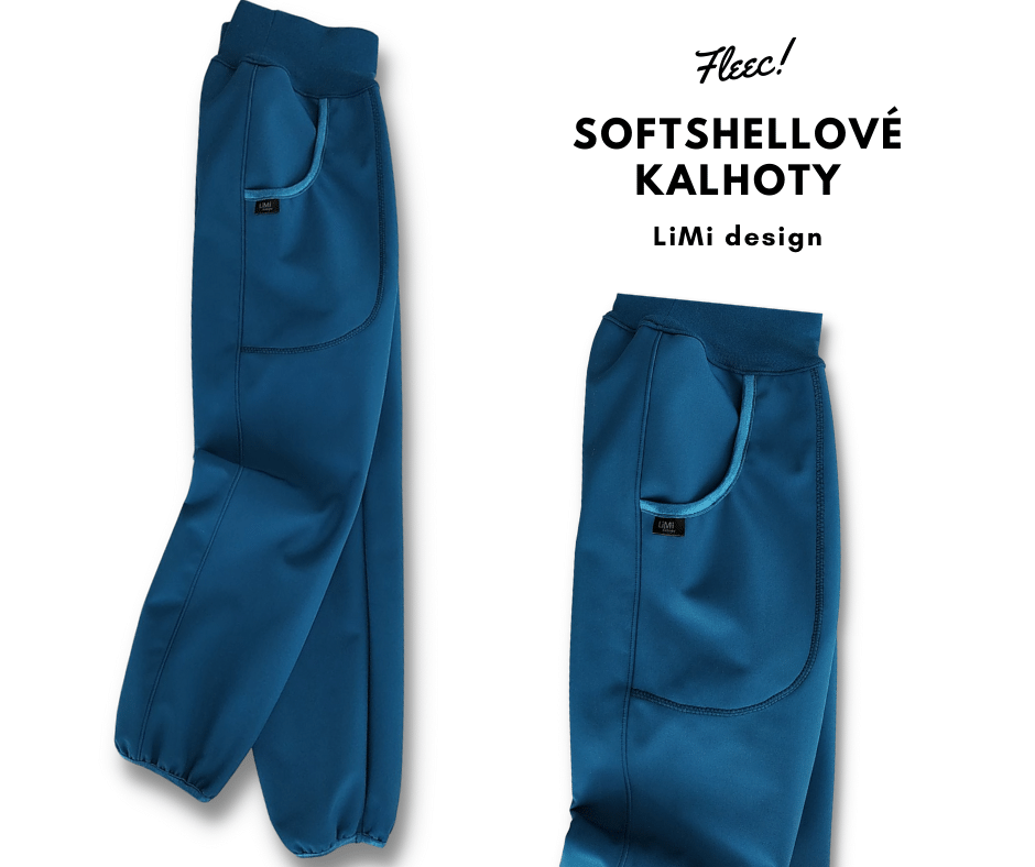 VZORNÍK na softshellové kalhoty jednobarevné s fleecem a kapsami, DÍVČÍ