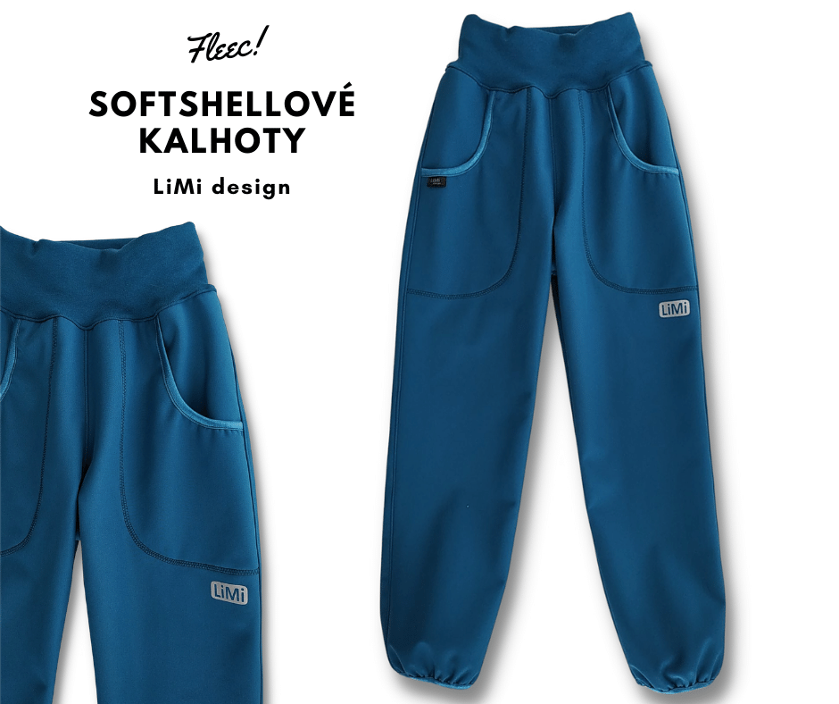 VZORNÍK na softshellové kalhoty s fleecem jednobarevné a kapsami, CHLAPECKÉ